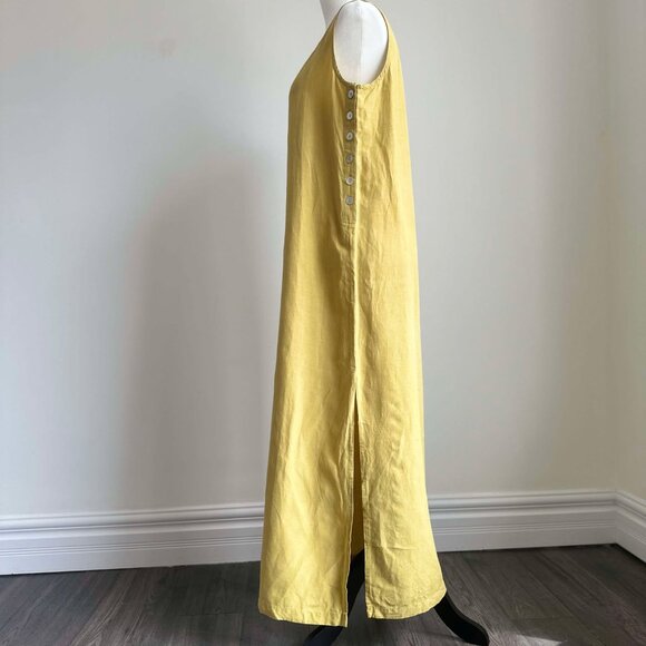 Long yellow silk and linen dress - Picture 3 of 15